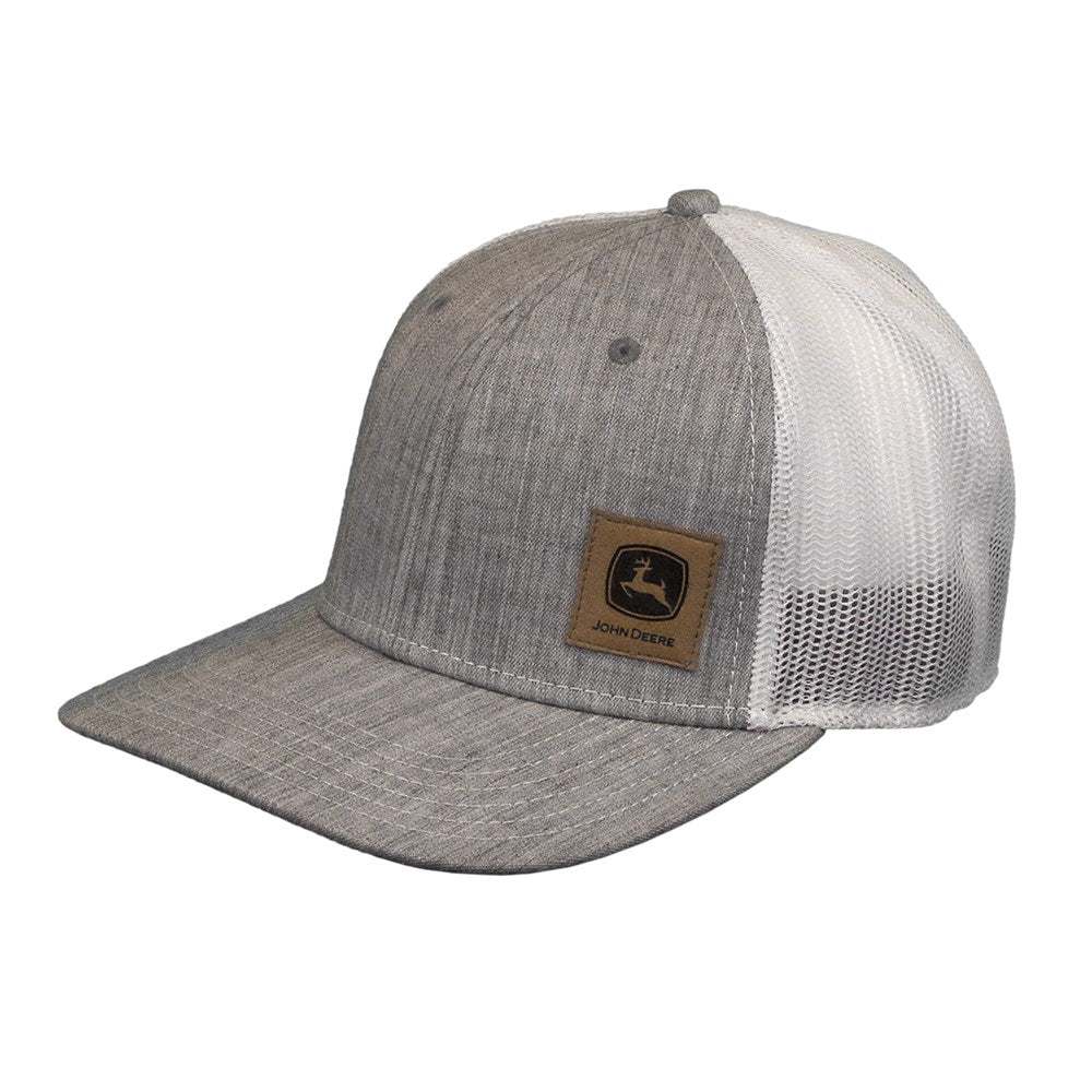 John Deere Twill/Mesh Cap in Grey with Sueded Logo