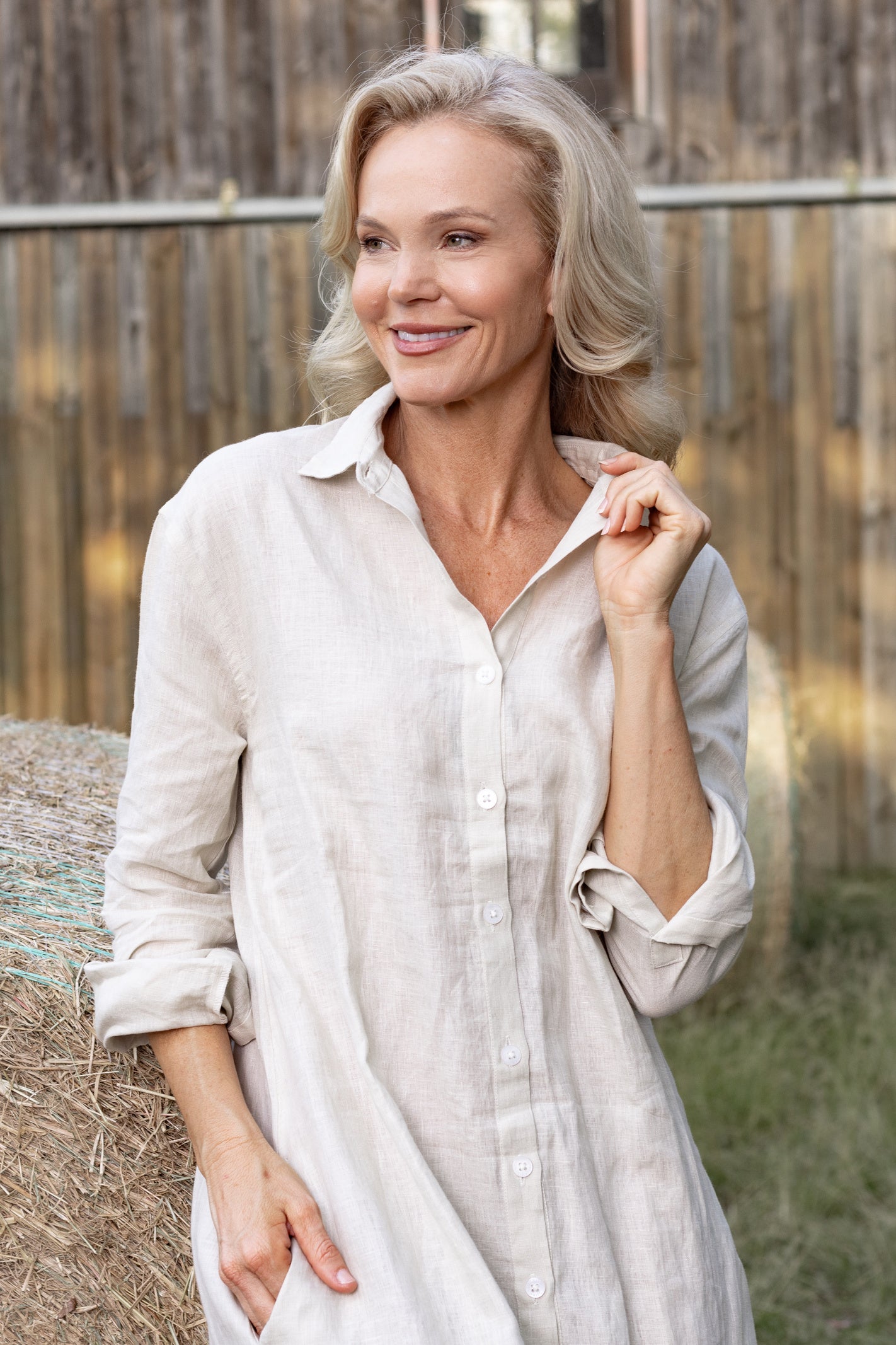 Outback Linen Everyday Organic Linen Dress - Oatmeal