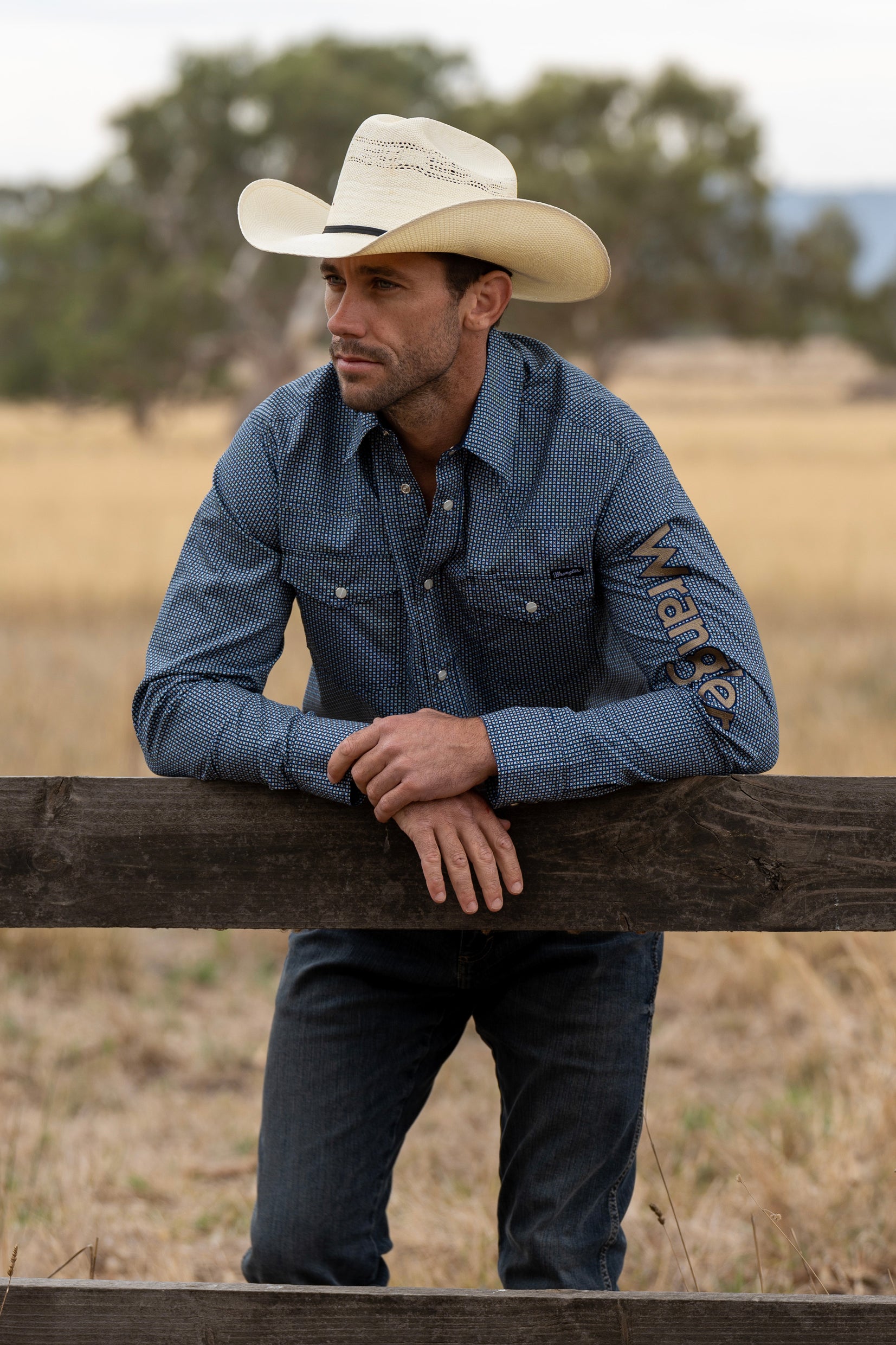 navy and tan shirt, mens shirt, long sleeve shirt, wrangler shirt