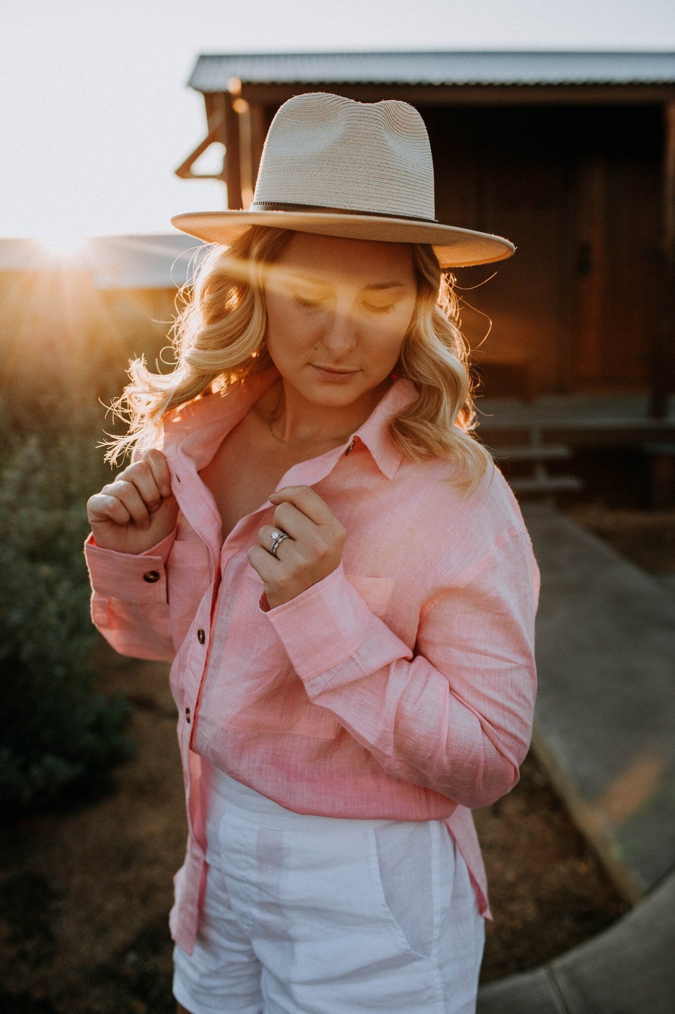 Outback Organic Linen Shirt With Printed Cuffs - Playful Pink