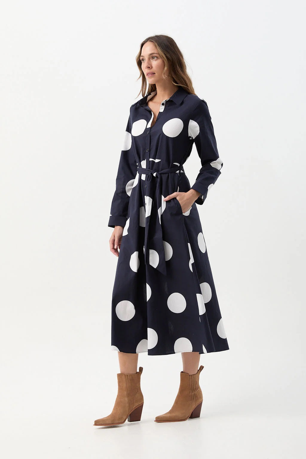 Goondiwindi Cotton Spot Dress with Self Belt