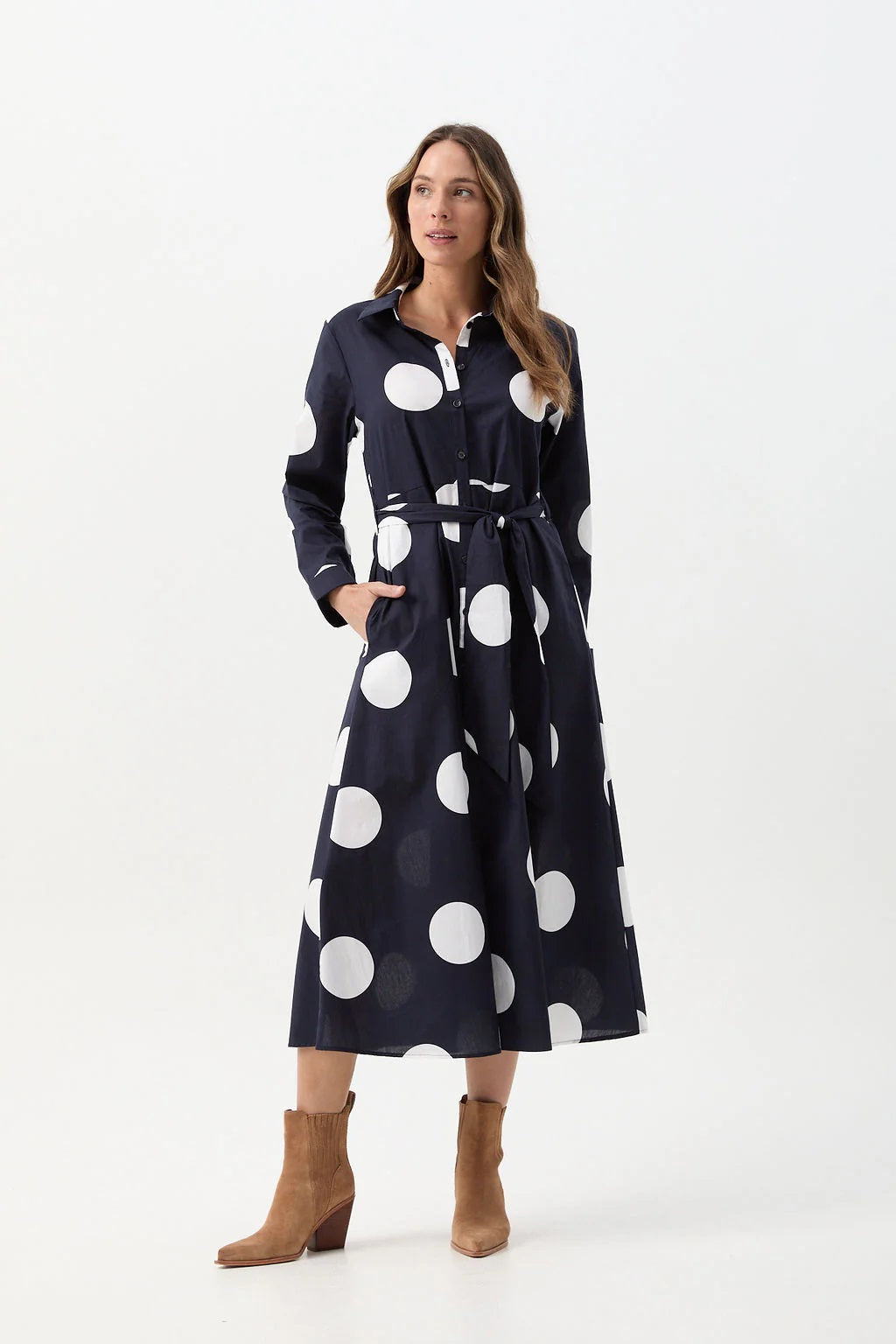 Goondiwindi Cotton Spot Dress with Self Belt