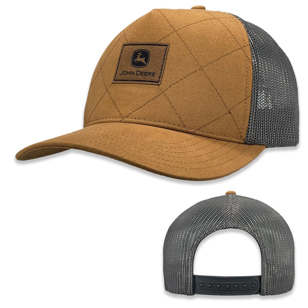 John Deere Quilted Canvas Cap with Leather Patch