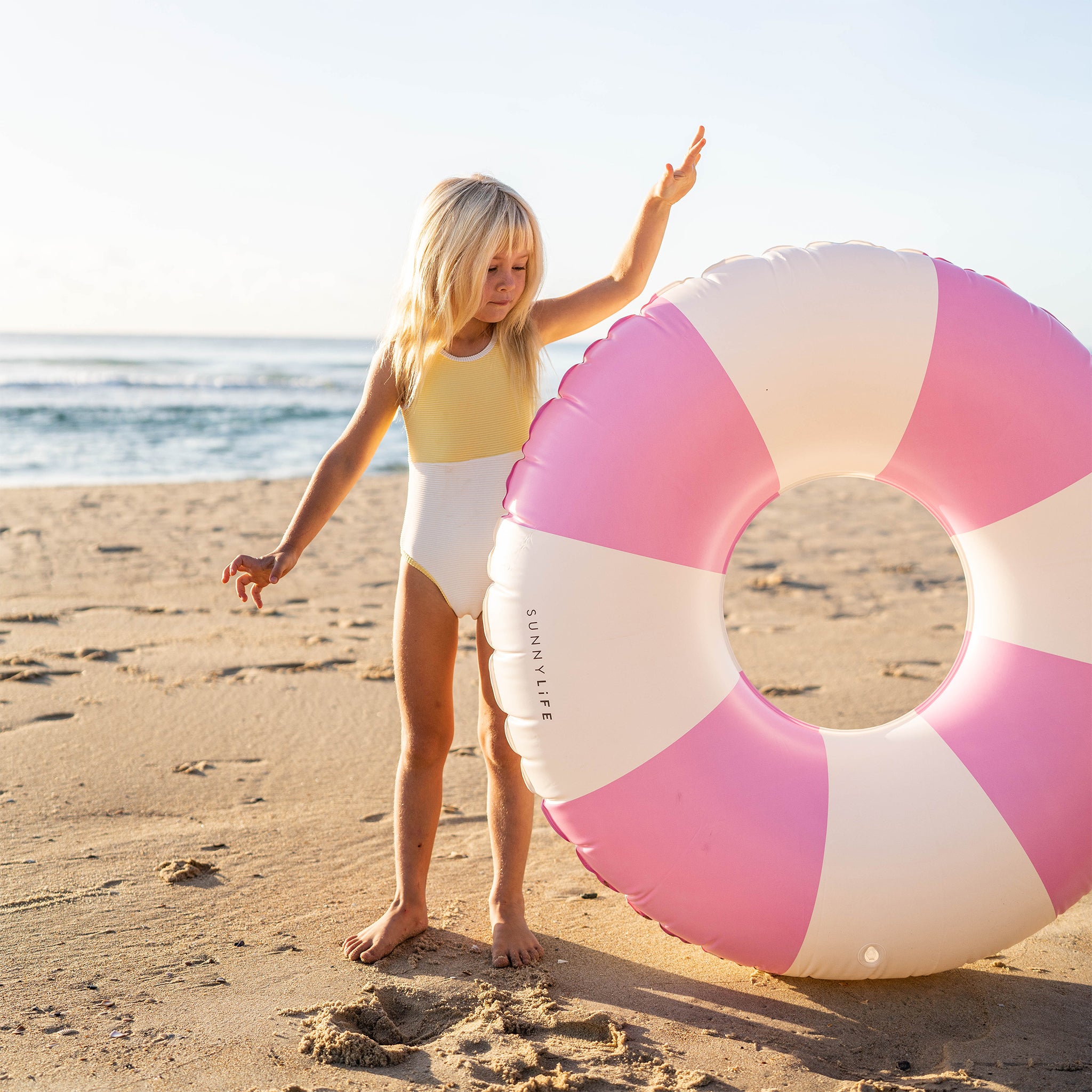 Sunnylife Tube Pool Ring - Pink Stripe