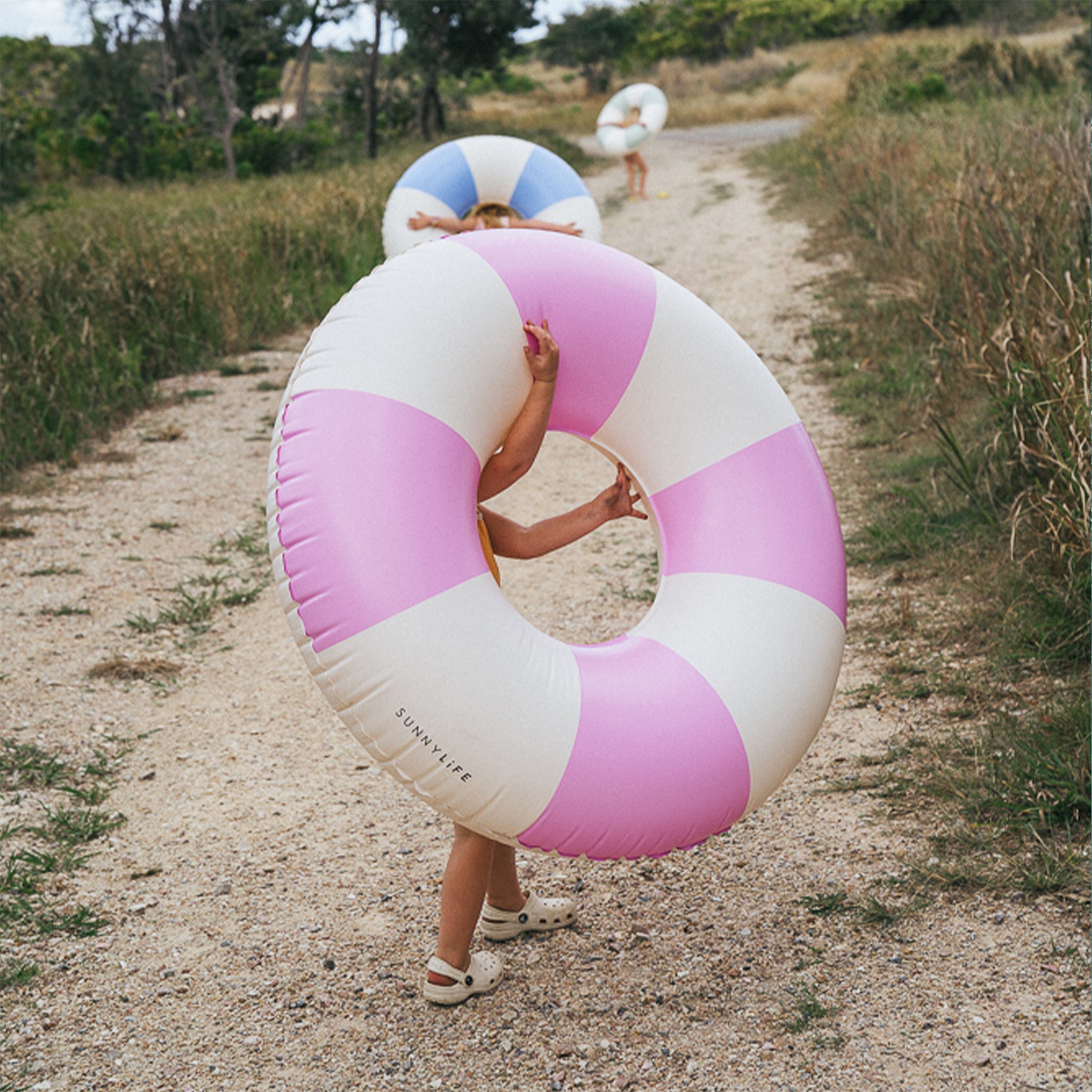 Sunnylife Tube Pool Ring - Pink Stripe