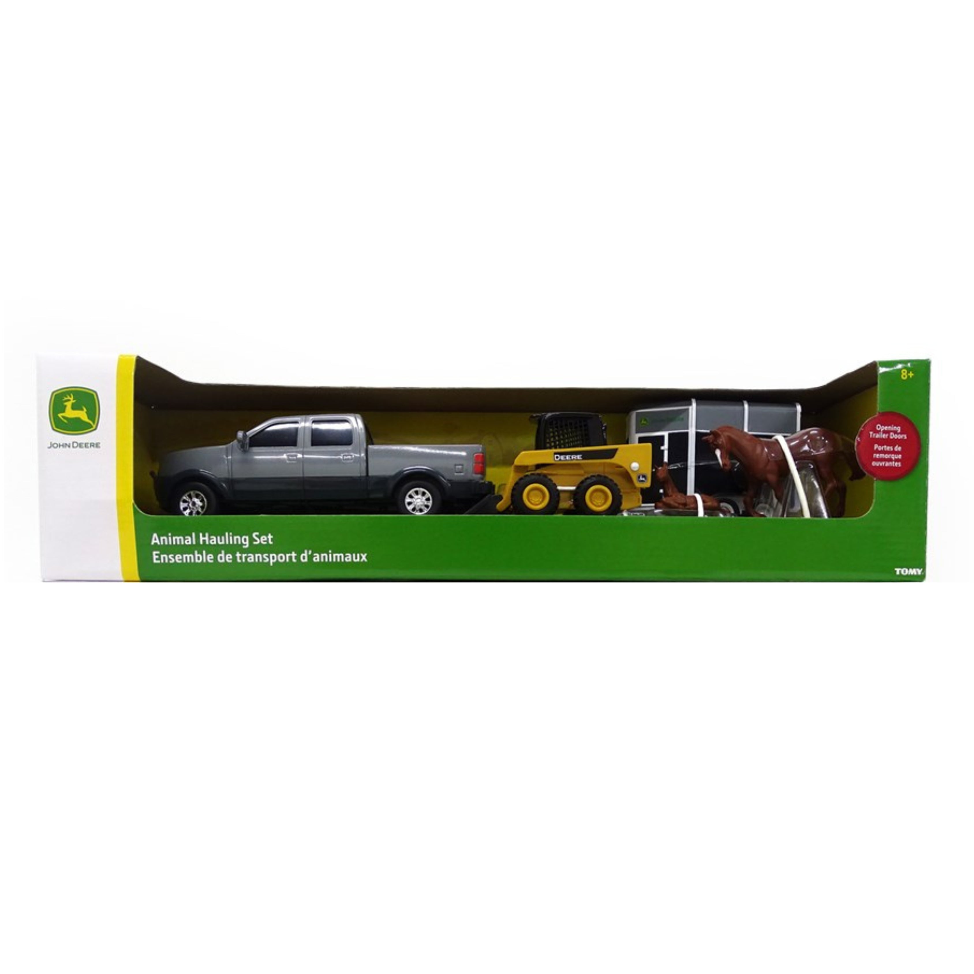 John Deere 1:32 Pickup & Livestock trailer set