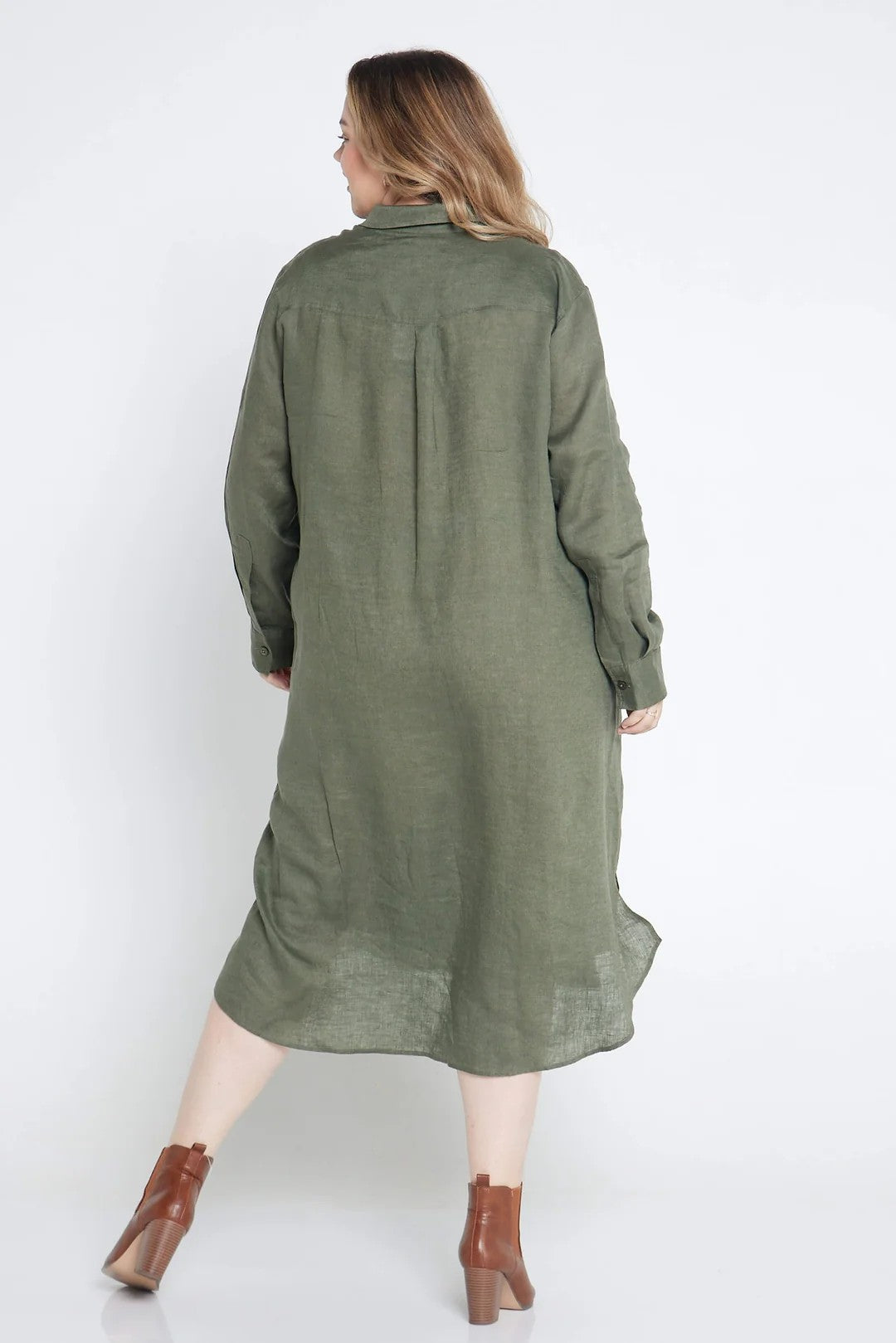 Outback Linen Everyday Organic Linen Dress - Spinifex Green