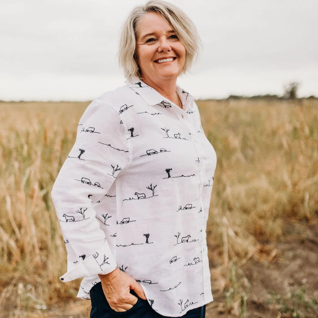 white linen shirt, womens shirt, grenfell shops