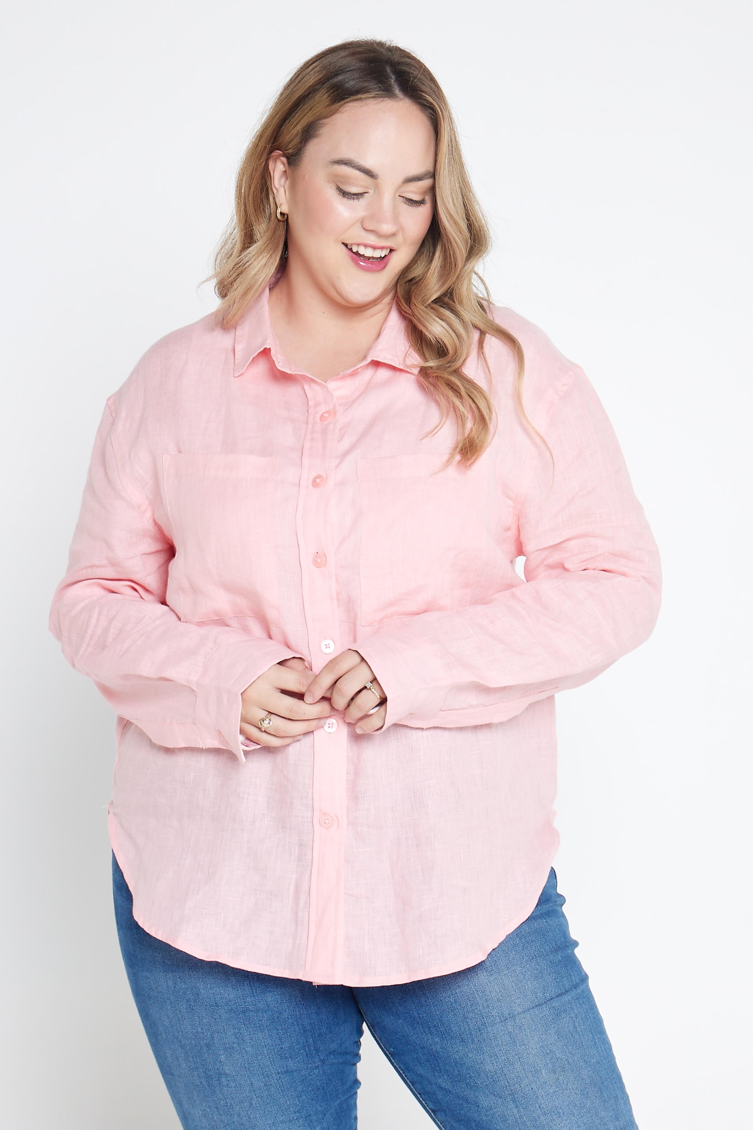 Outback Organic Linen Shirt With Printed Cuffs - Playful Pink