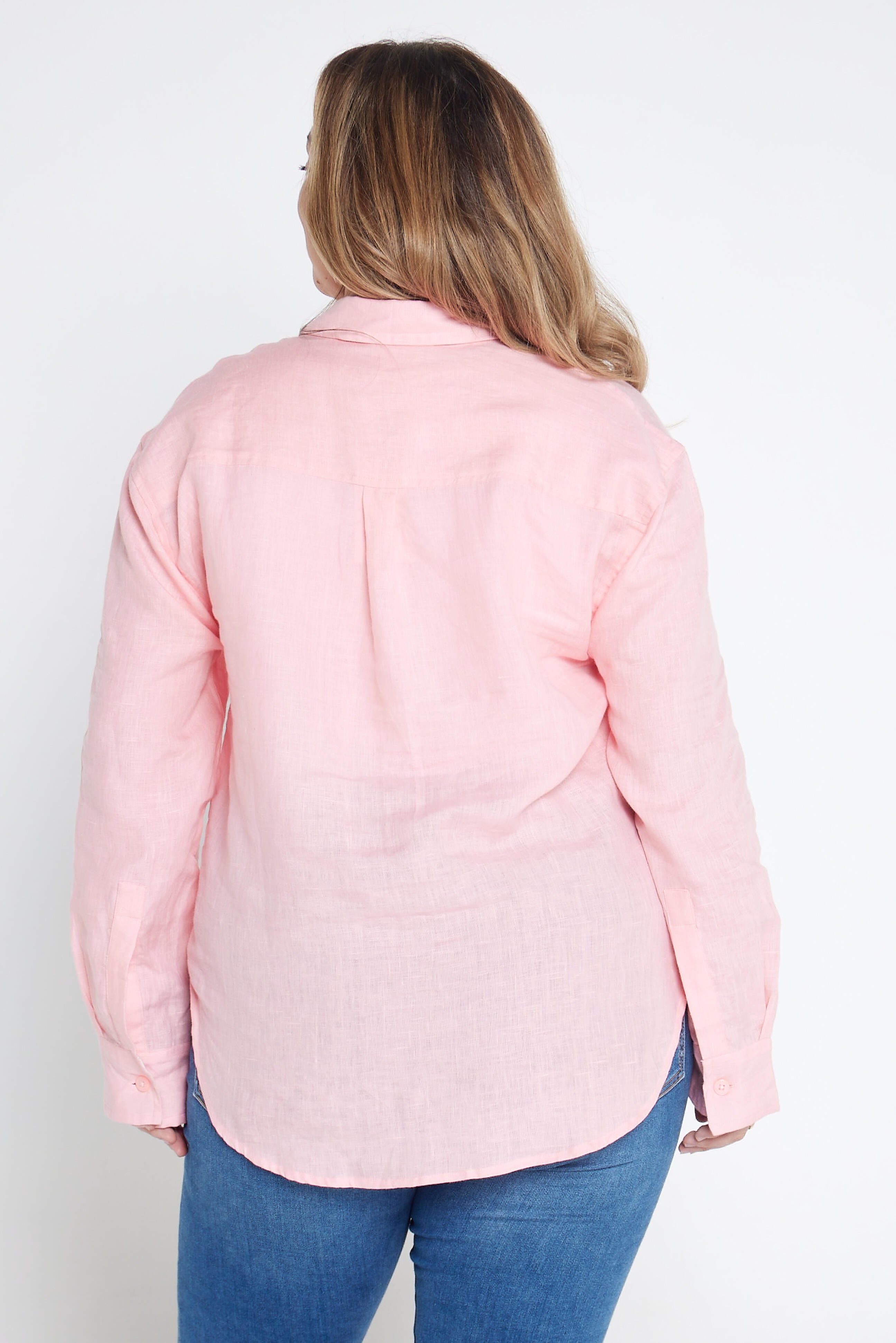 Outback Organic Linen Shirt With Printed Cuffs - Playful Pink