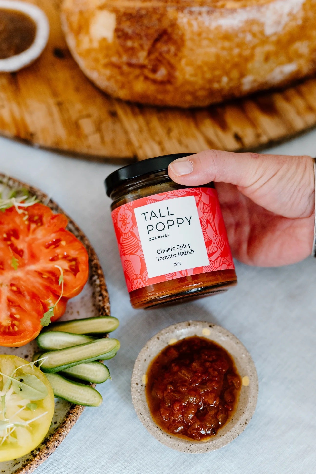 tomato relish,spicy relish, tall poppy gourmet, the conron store, grenfell nsw